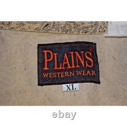 Vintage 90s Plains Pearl Snap Paisley Western Shirt Mens XL Sandy Beige Black