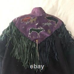 Vintage 90s Santa Fe Re Creations Purple Leather Trench Coat Denver RARE Large