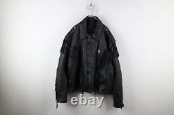 Vintage 90s Streetwear Mens 4XL Heavy Western Leather Fringed Motorcycle Jacket