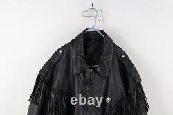 Vintage 90s Streetwear Mens 4XL Heavy Western Leather Fringed Motorcycle Jacket