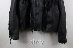 Vintage 90s Streetwear Mens 4XL Heavy Western Leather Fringed Motorcycle Jacket