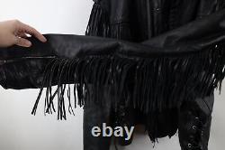 Vintage 90s Streetwear Mens 4XL Heavy Western Leather Fringed Motorcycle Jacket