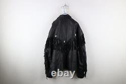 Vintage 90s Streetwear Mens 4XL Heavy Western Leather Fringed Motorcycle Jacket