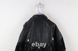 Vintage 90s Streetwear Mens 4XL Heavy Western Leather Fringed Motorcycle Jacket