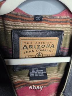 Vintage 90s Western Textile Leather Vest Large Cowboy Tribal