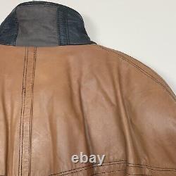 Vintage 90s Wilson's Colorblock Leather Jacket Coat Western Bomber Insulated L