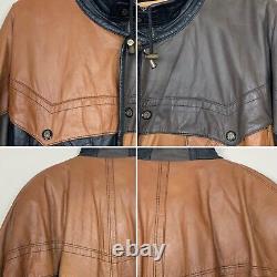 Vintage 90s Wilson's Colorblock Leather Jacket Coat Western Bomber Insulated L