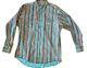 Vintage 90s Wrangler Brushpopper snaps teal stripe shirt Western Rodeo 17-35 XL