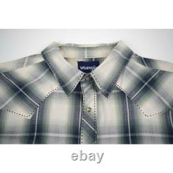 Vintage 90s Wrangler Plaid Pearl Snap Western Shirt Mens XL Fancy Shadow Grunge