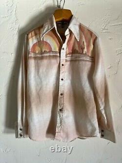 Vintage Alfie Cowboy Desert Scene Native American Button Up Cowboy Shirt Size L
