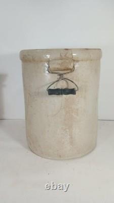 Vintage Antique Large Western Stoneware 8 Gallon Crock Pottery Leaf