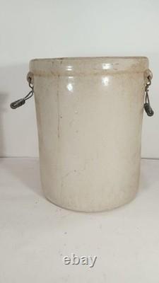 Vintage Antique Large Western Stoneware 8 Gallon Crock Pottery Leaf