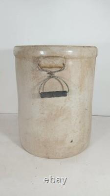 Vintage Antique Large Western Stoneware 8 Gallon Crock Pottery Leaf