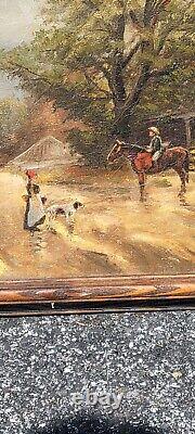 Vintage Antique PA Pennsylvania Landscap Painting Impressionist Horse Cowboy Dog