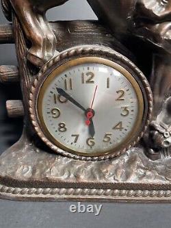 Vintage Antique Sessions Rodeo Bucking Bronco Cowboy Western Bronze 14x12 Clock