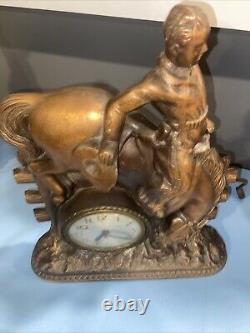 Vintage Antique Sessions Rodeo Bucking Bronco Cowboy Western Cooper 14x12 ClockM