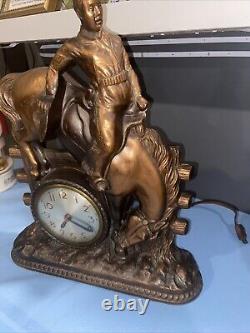 Vintage Antique Sessions Rodeo Bucking Bronco Cowboy Western Cooper 14x12 ClockM