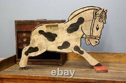 Vintage Antique Wood Horse Primitive Folk Art Western Cowboy Ride On Toy Old
