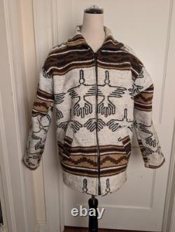Vintage Aztec Native Southwestern Wool Coat withThunderbirds-XL