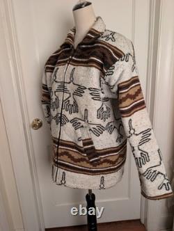 Vintage Aztec Native Southwestern Wool Coat withThunderbirds-XL