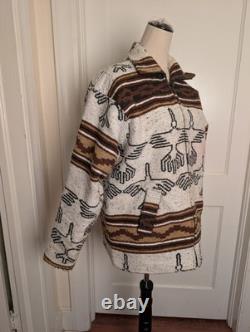Vintage Aztec Native Southwestern Wool Coat withThunderbirds-XL