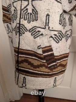 Vintage Aztec Native Southwestern Wool Coat withThunderbirds-XL