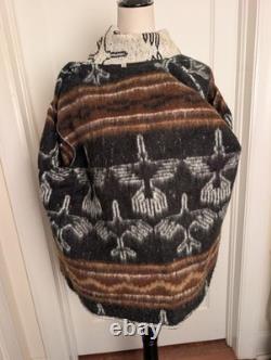 Vintage Aztec Native Southwestern Wool Coat withThunderbirds-XL