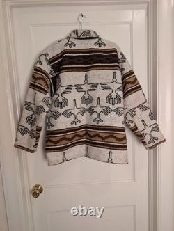 Vintage Aztec Native Southwestern Wool Coat withThunderbirds-XL