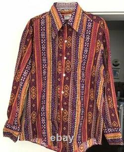 Vintage Aztec Navajo Shirt Montgomery Ward Western 60s 70s Disco Club Mens Large