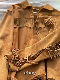 Vintage BERMAN BUCKSKIN FRINGED Suede Leather Shirt Large
