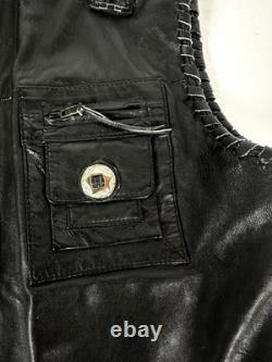 Vintage Bagazio Leather Biker Vest Concho Beaded Southwestern Western XL Quality