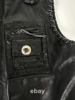 Vintage Bagazio Leather Biker Vest Concho Beaded Southwestern Western XL Quality