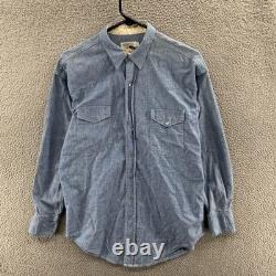 Vintage Banana Republic Shirt Mens Large Blue Western Pearl Snap Chambray 80s