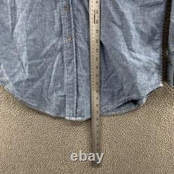 Vintage Banana Republic Shirt Mens Large Blue Western Pearl Snap Chambray 80s