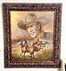 Vintage Beautiful Western Cowboy Oil on Canvas SIgned Framed Awesome No Reserve