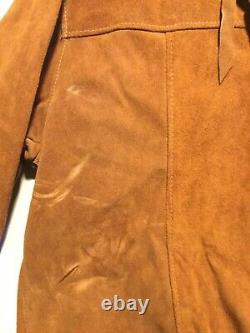 Vintage Berman Buckskin Leather Shirt Collared Men's Size Large Awesome Antique