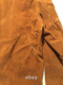 Vintage Berman Buckskin Leather Shirt Collared Men's Size Large Awesome Antique