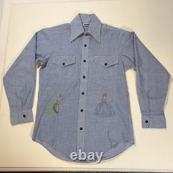 Vintage Big Smith 70s Western Chambray Embroidery Disney Princess Cinderella