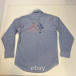 Vintage Big Smith 70s Western Chambray Embroidery Disney Princess Cinderella
