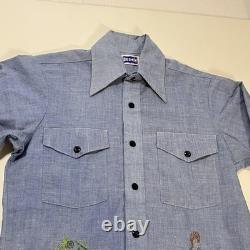 Vintage Big Smith 70s Western Chambray Embroidery Disney Princess Cinderella