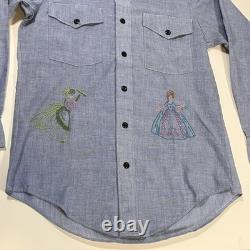 Vintage Big Smith 70s Western Chambray Embroidery Disney Princess Cinderella