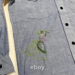 Vintage Big Smith 70s Western Chambray Embroidery Disney Princess Cinderella