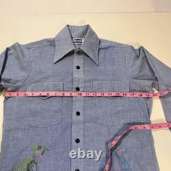 Vintage Big Smith 70s Western Chambray Embroidery Disney Princess Cinderella