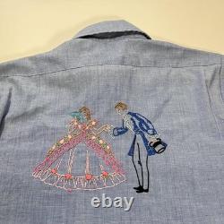 Vintage Big Smith 70s Western Chambray Embroidery Disney Princess Cinderella