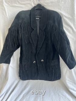 Vintage Black Phoenix 1980's suede fringe western jacket in size large