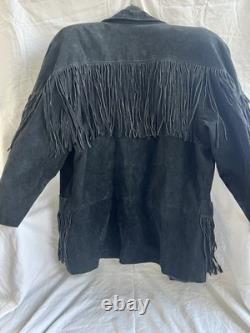 Vintage Black Phoenix 1980's suede fringe western jacket in size large
