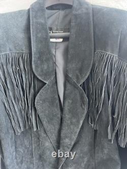 Vintage Black Phoenix 1980's suede fringe western jacket in size large