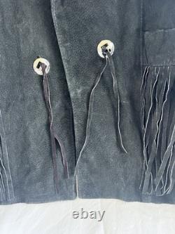 Vintage Black Phoenix 1980's suede fringe western jacket in size large