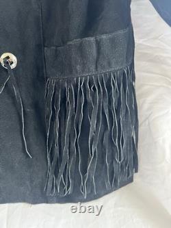 Vintage Black Phoenix 1980's suede fringe western jacket in size large