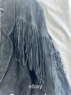Vintage Black Phoenix 1980's suede fringe western jacket in size large